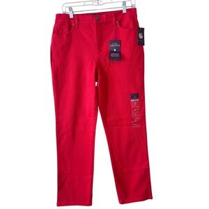 Gloria Vanderbilt Amanda Jeans 10 Short Red Tapered Classic Rise NWT Stretch